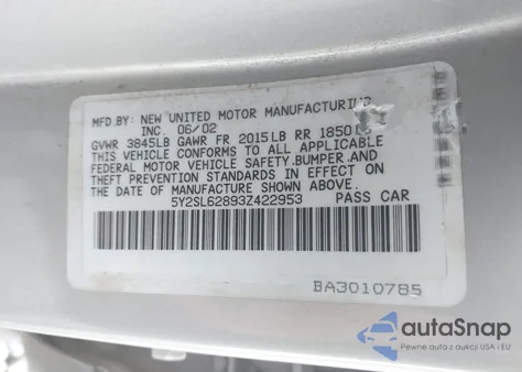 2003 Pontiac Vibe z USA, uszkodzony, nr VIN 5Y2SL62893Z422953